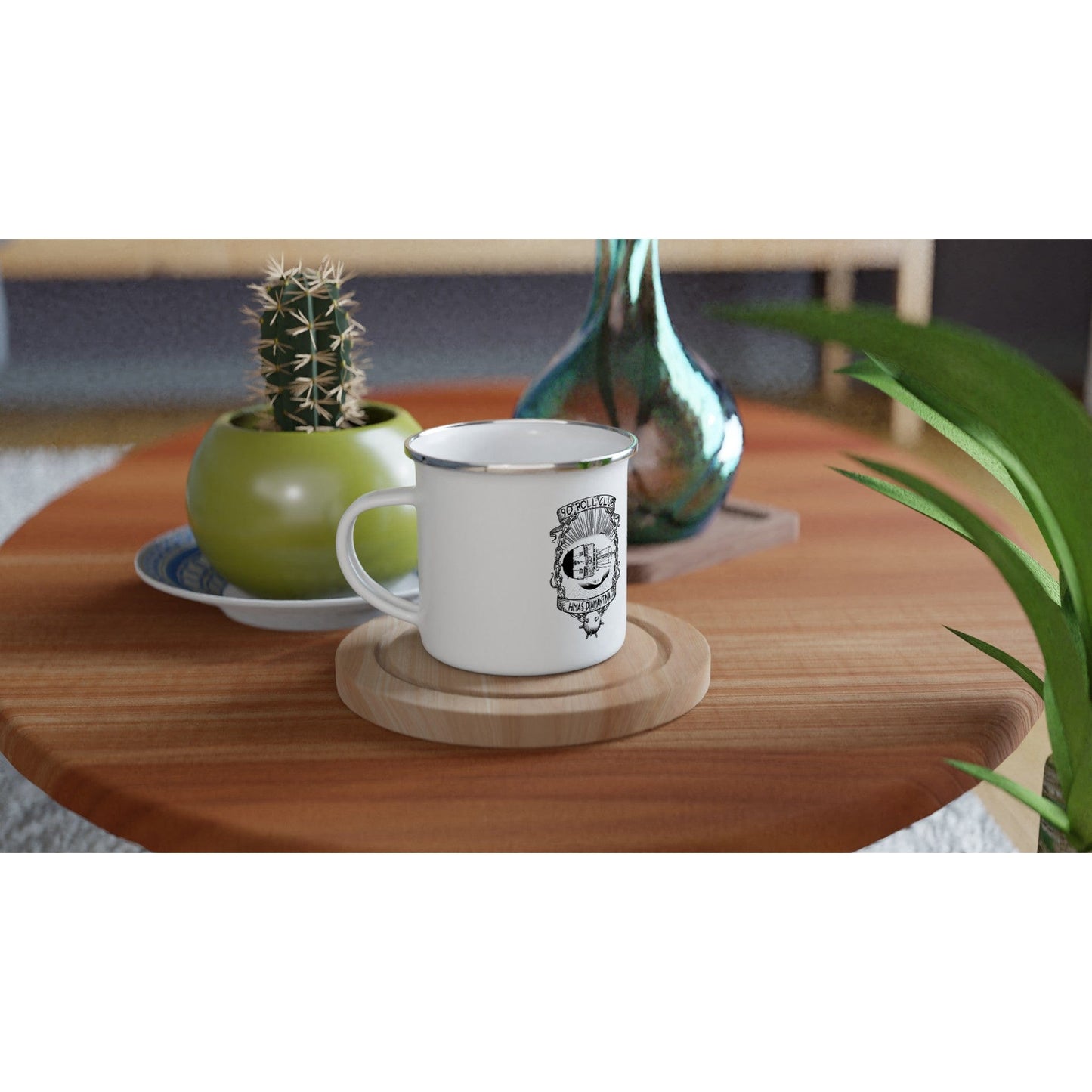 RumMonkey-American-traditional-tattoo Print Material Enamel Mug - HMAS Diamantina -90deg Roll Club