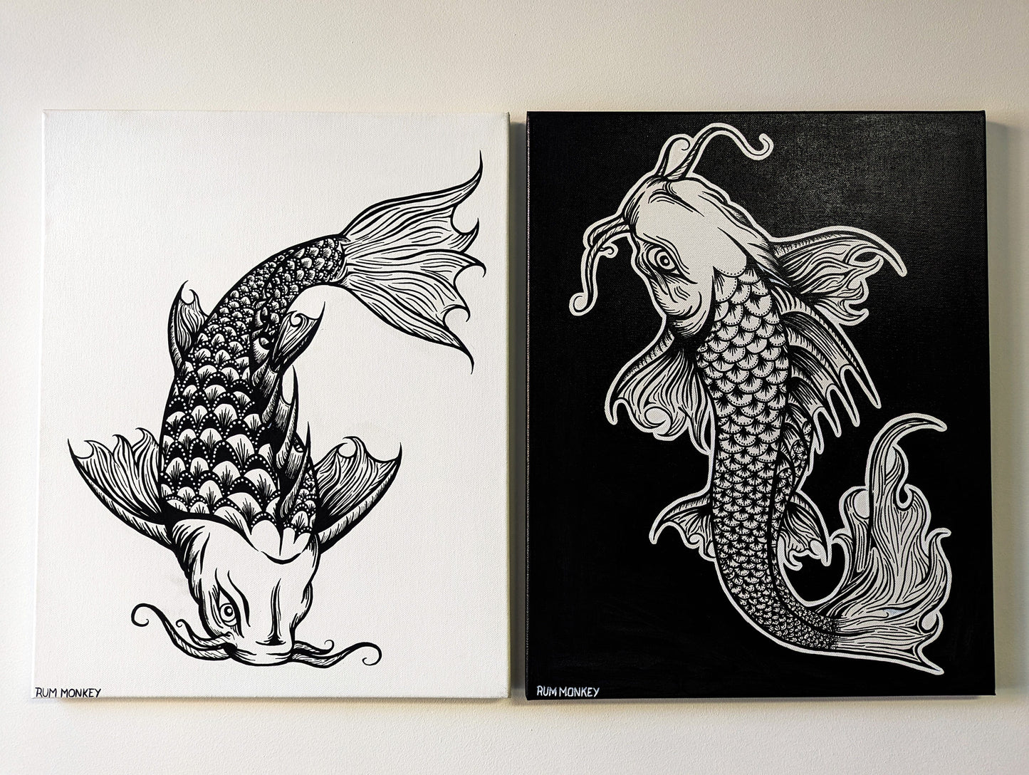 RumMonkey-American-traditional-tattoo Koi Pair