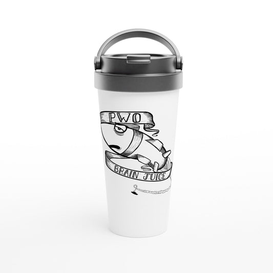 RumMonkey-American-traditional-tattoo Print Material Mugs, White 15oz Stainless Steel Travel Mug PWO Brew Mug - Sleepy Missile