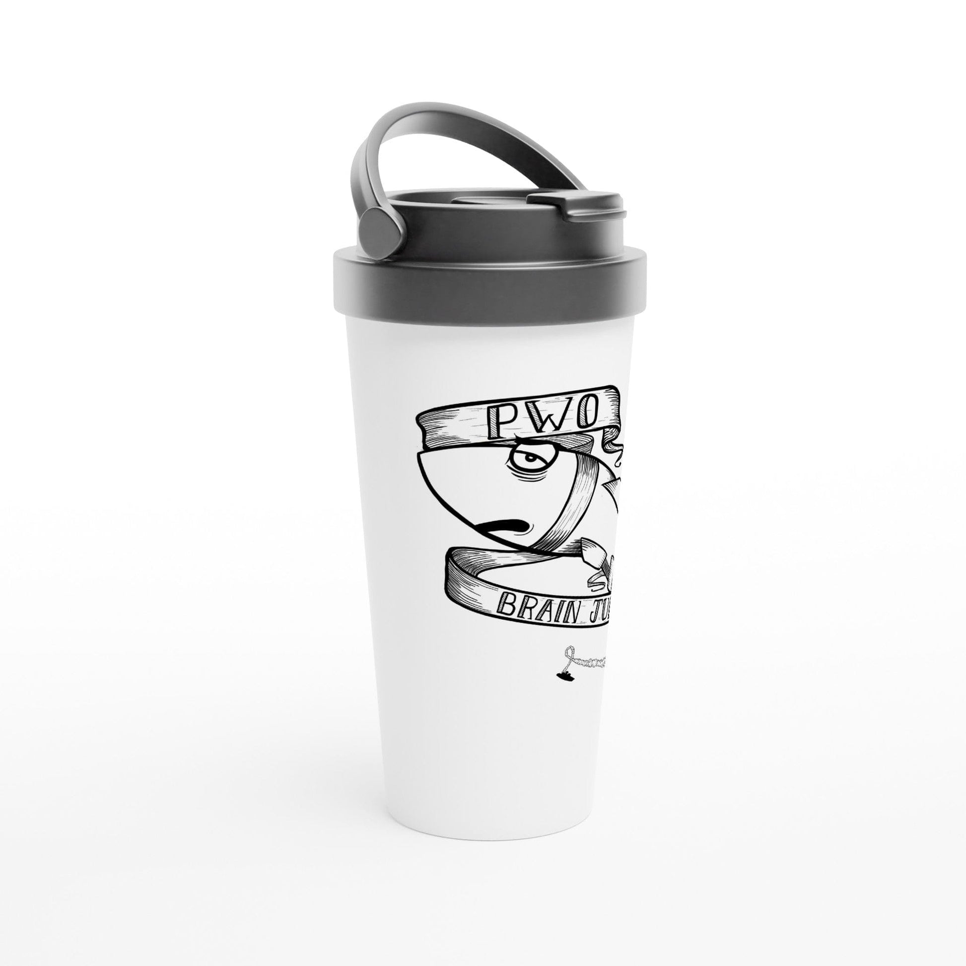 RumMonkey-American-traditional-tattoo Print Material Mugs, White 15oz Stainless Steel Travel Mug PWO Brew Mug - Sleepy Missile